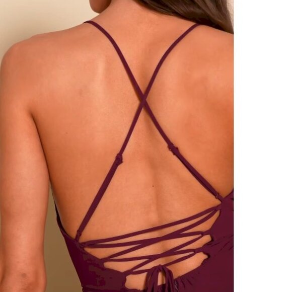 In Love Forever Plum Lace-Up High-Low Maxi Dress Size XS NWOT - Picture 2 of 7